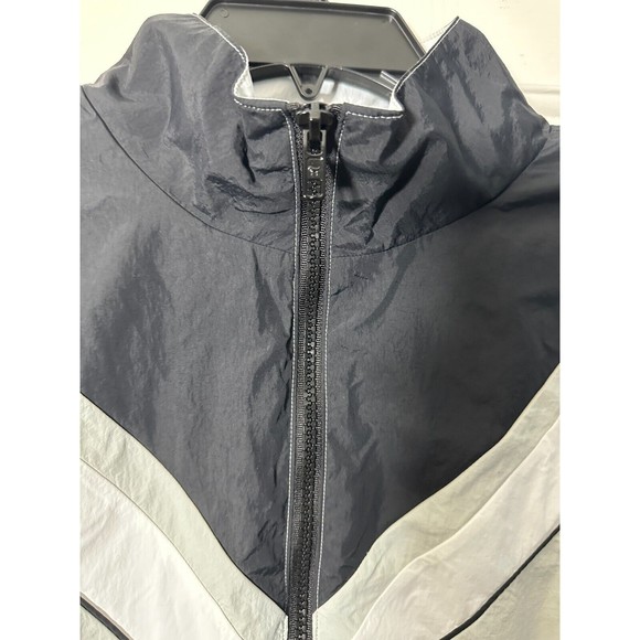 PINK Victoria's Secret Black Logo Zip Windbreaker Jacket Black White Gray XS - Picture 9 of 16